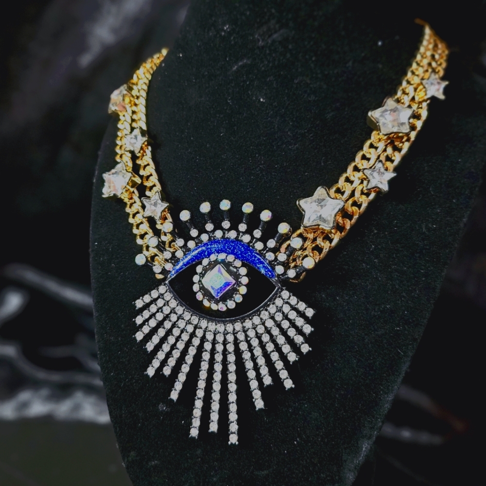 Betsey Johnson Rare Evil Eye Pendant Necklace